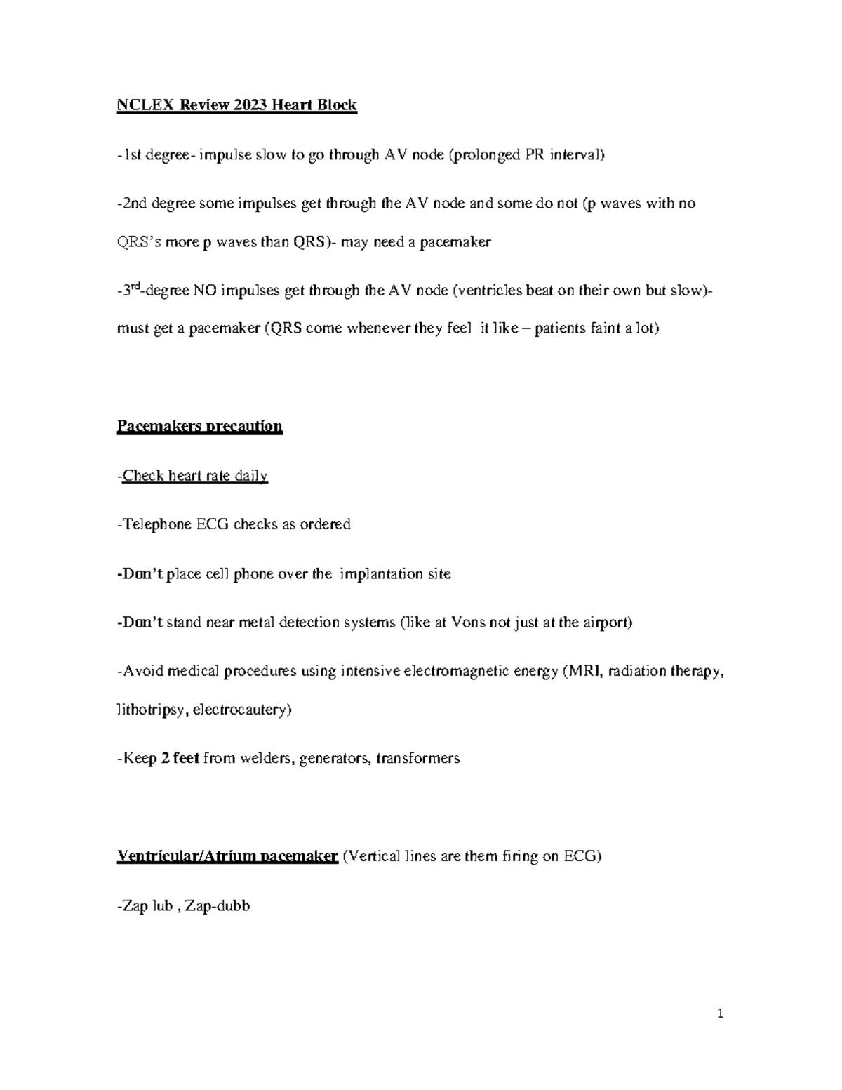 Nclex Review 2023 Heart Block NCLEX Review 2023 Heart Block 1st