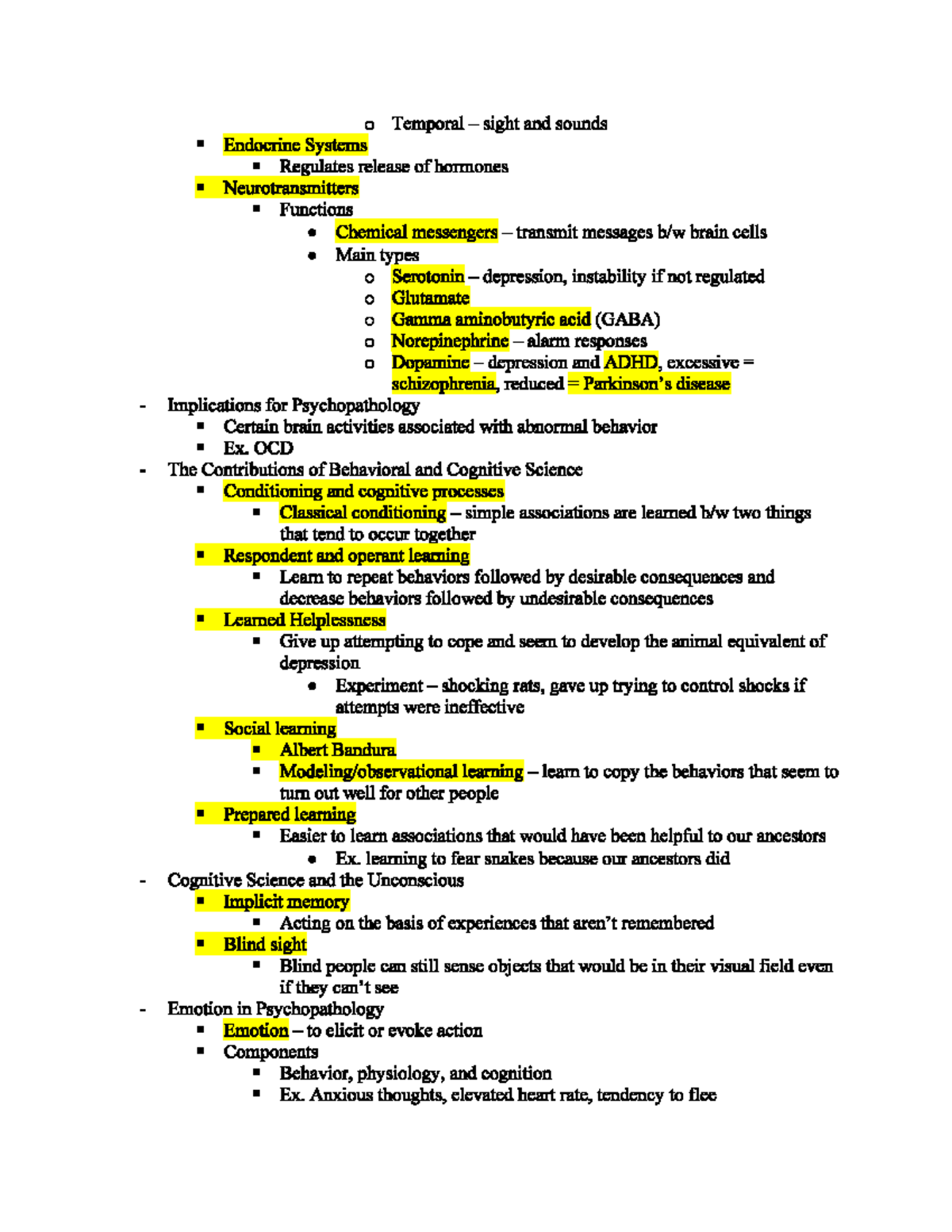 Abnormal Psychology Lecture Notes pg4 - PSY 302 - Studocu