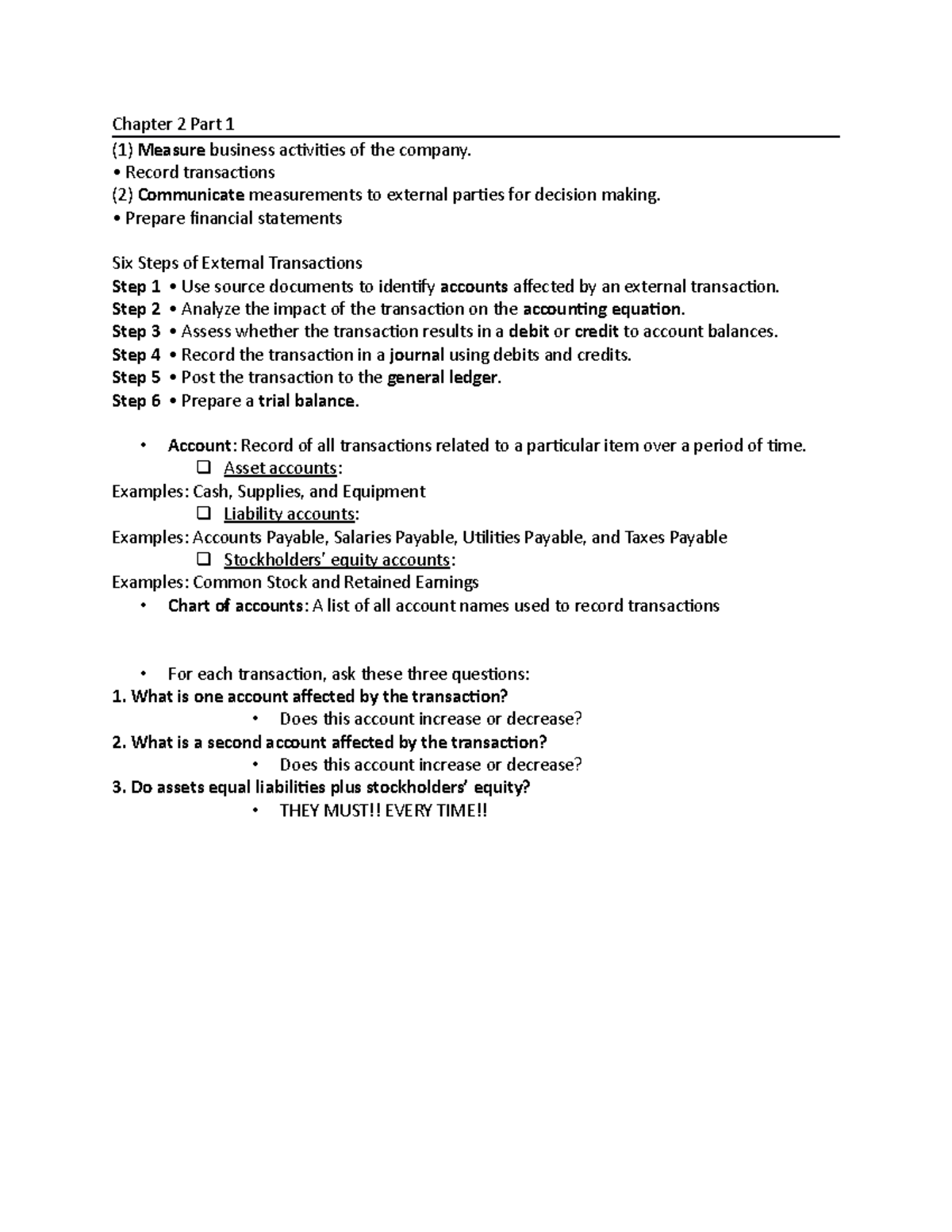 Chapter 2 Part 1 - notes - Chapter 2 Part 1 (1) Measure business ...