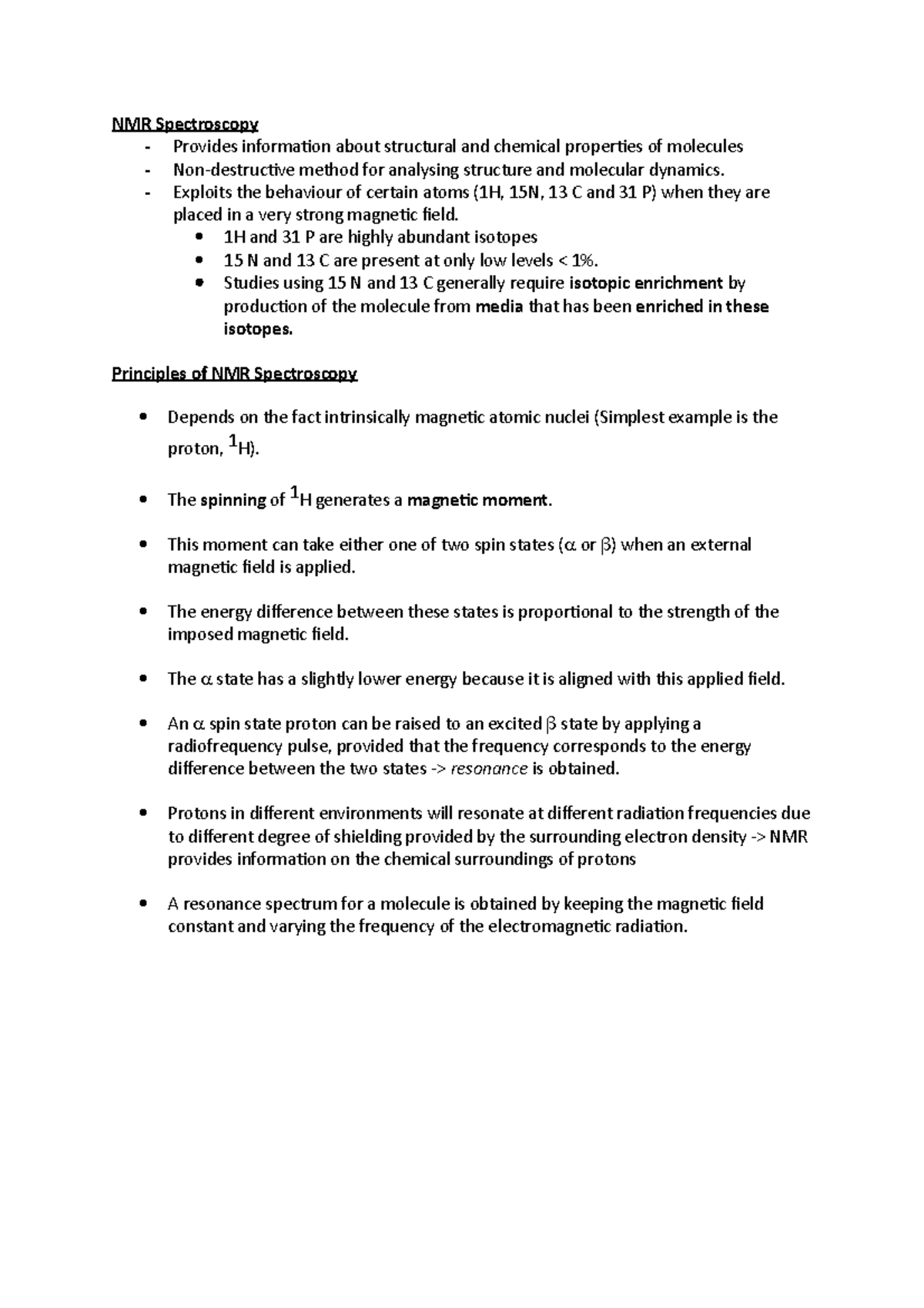 NMR Spectroscopy & Cryo EM NMR Spectroscopy Provides information about structural and