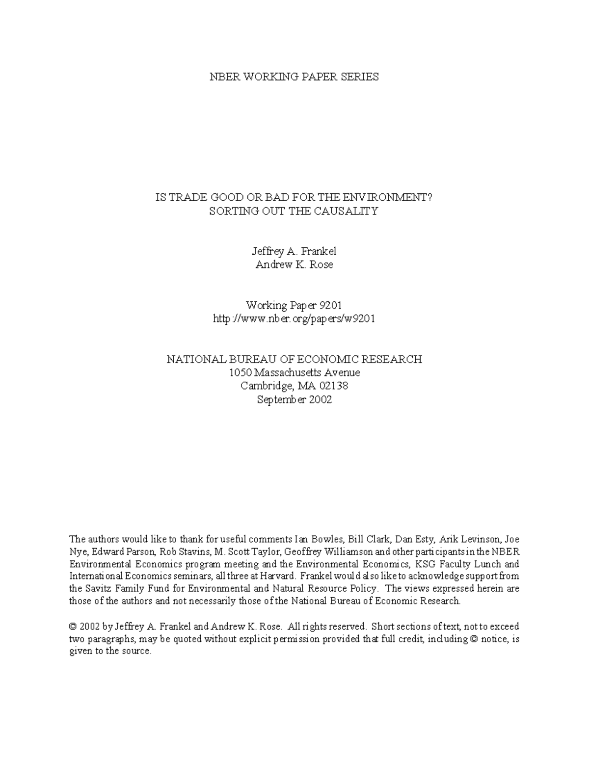 Is trade good or bad for the environment - NBER WORKING PAPER SERIES IS ...