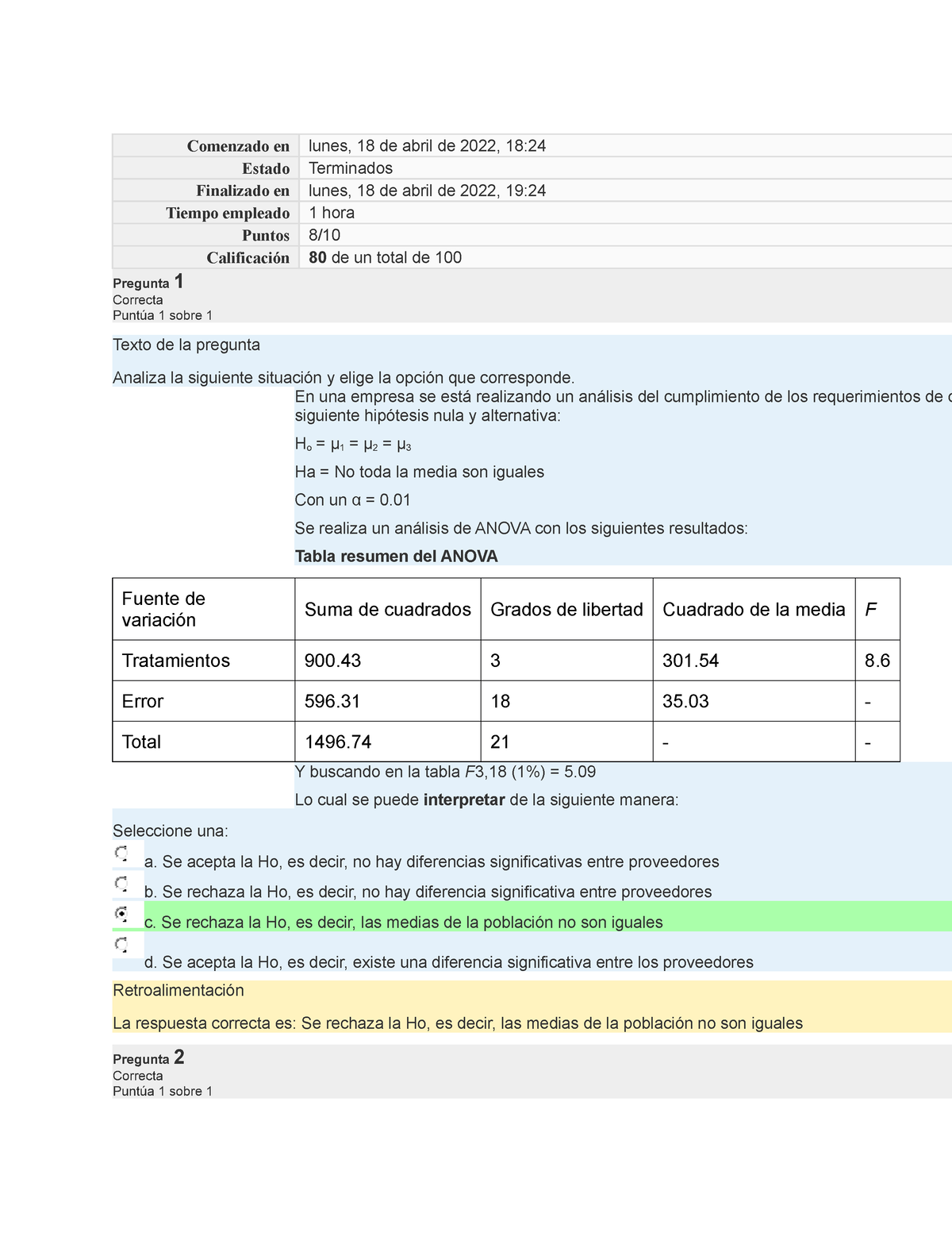 Examen EA6 Es Un Examen Tipo Cuestionario - Comenzado En Lunes, 18 De ...