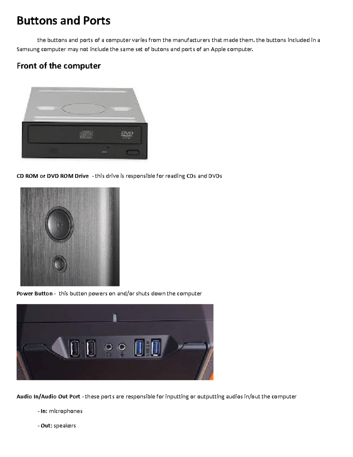 Buttons-and-Ports - Thank you - Buttons and Ports the buttons and ports ...