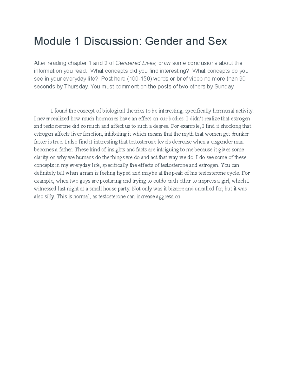 Module 1 Discussion Gender And Sex What Concepts Did You Find Interesting What Concepts Do 8320