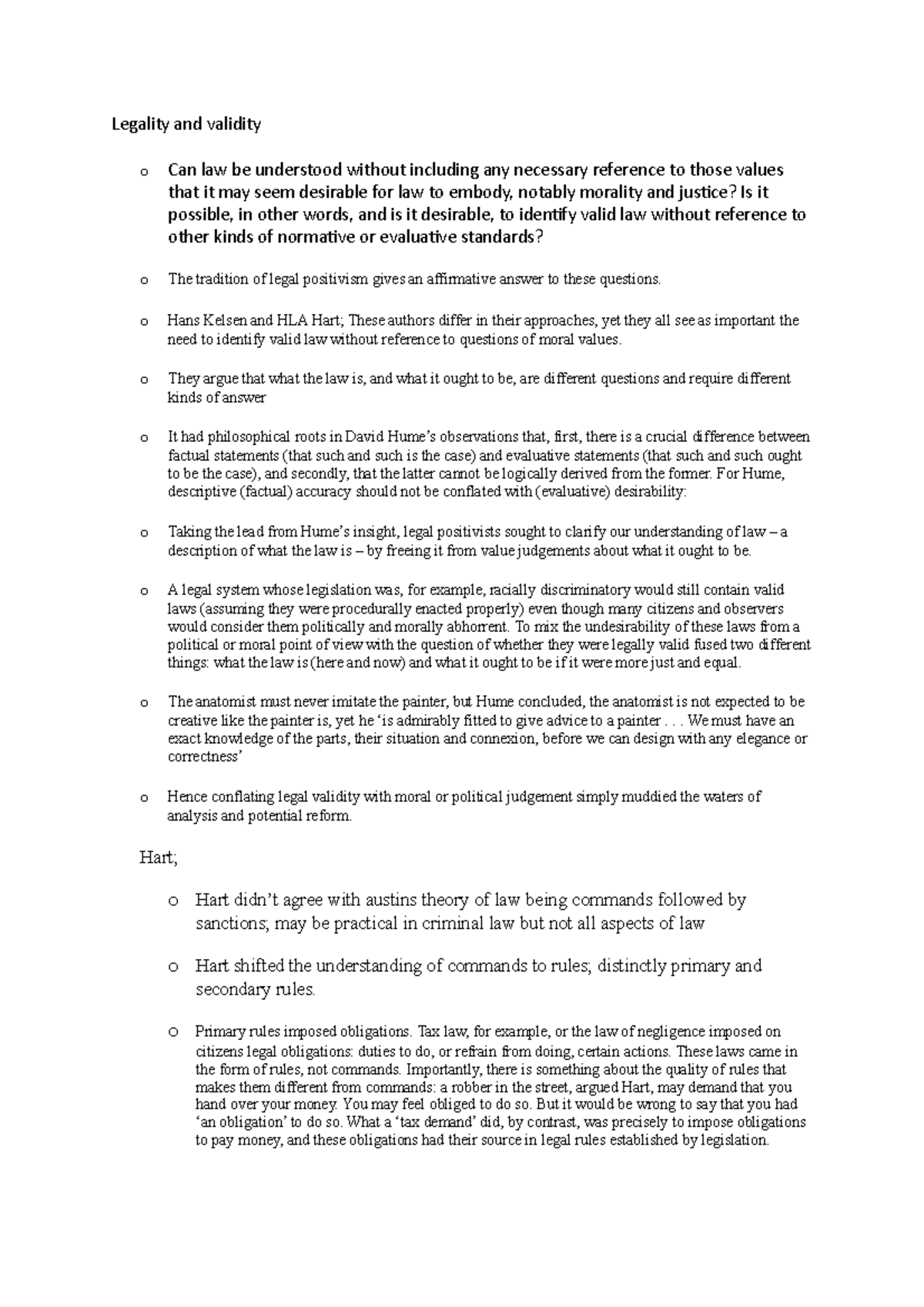 Legality and validity - Summary JURISPRUDENCE - Legality and validity o ...