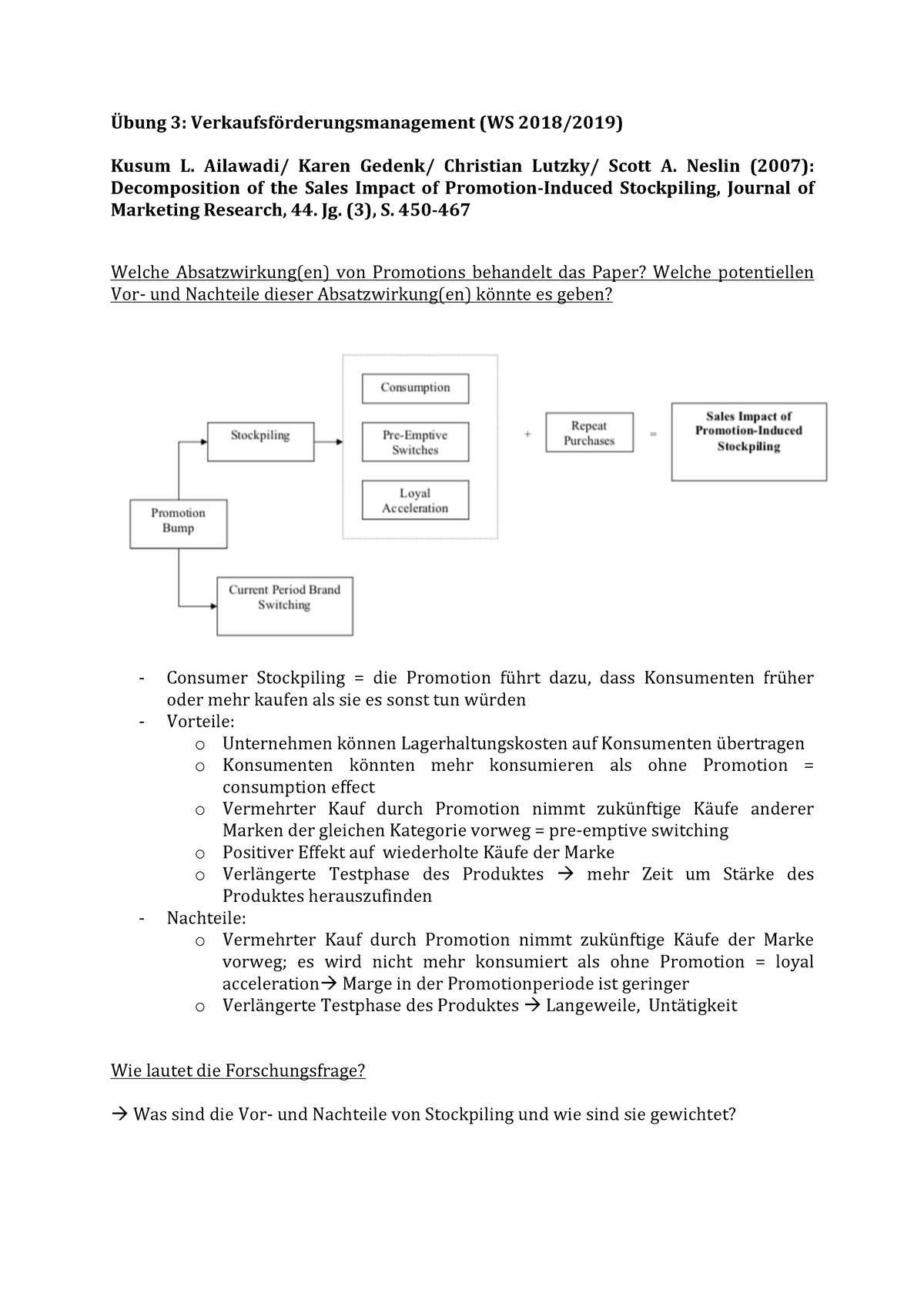 VKF Übung 3 WS2018 19 - Übung 3: Verkaufsförderungsmanagement (WS 2018/ ...