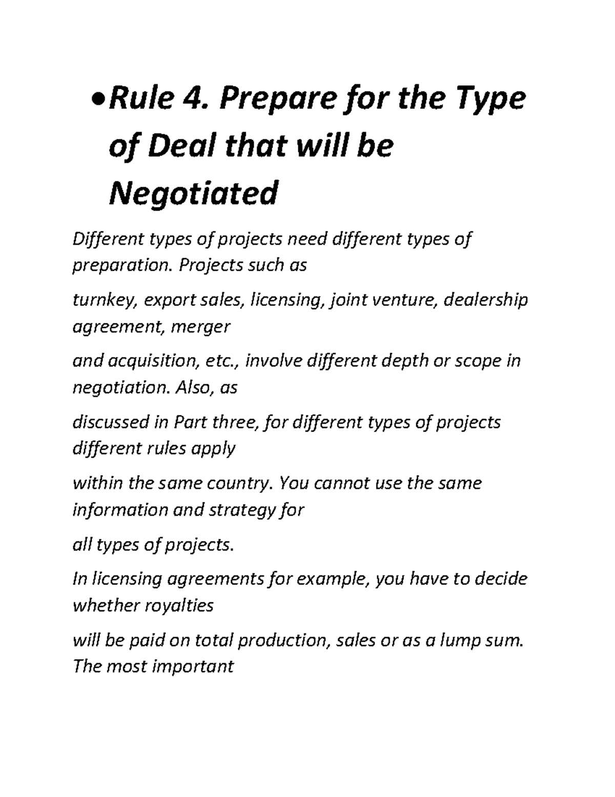 Business management prectice notes 72 (Role 4) - • Rule 4. Prepare for ...