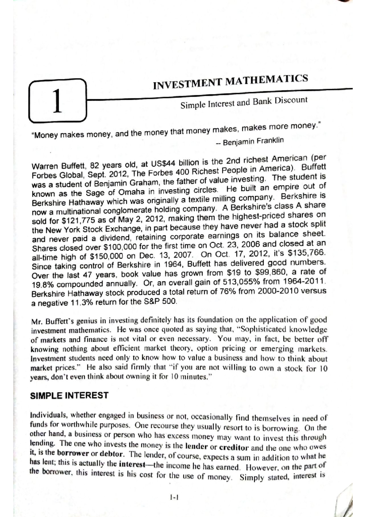 Investment-Mathematics -Chapter-1 - INVESTMENT MATHEMATICS 1 Simple ...