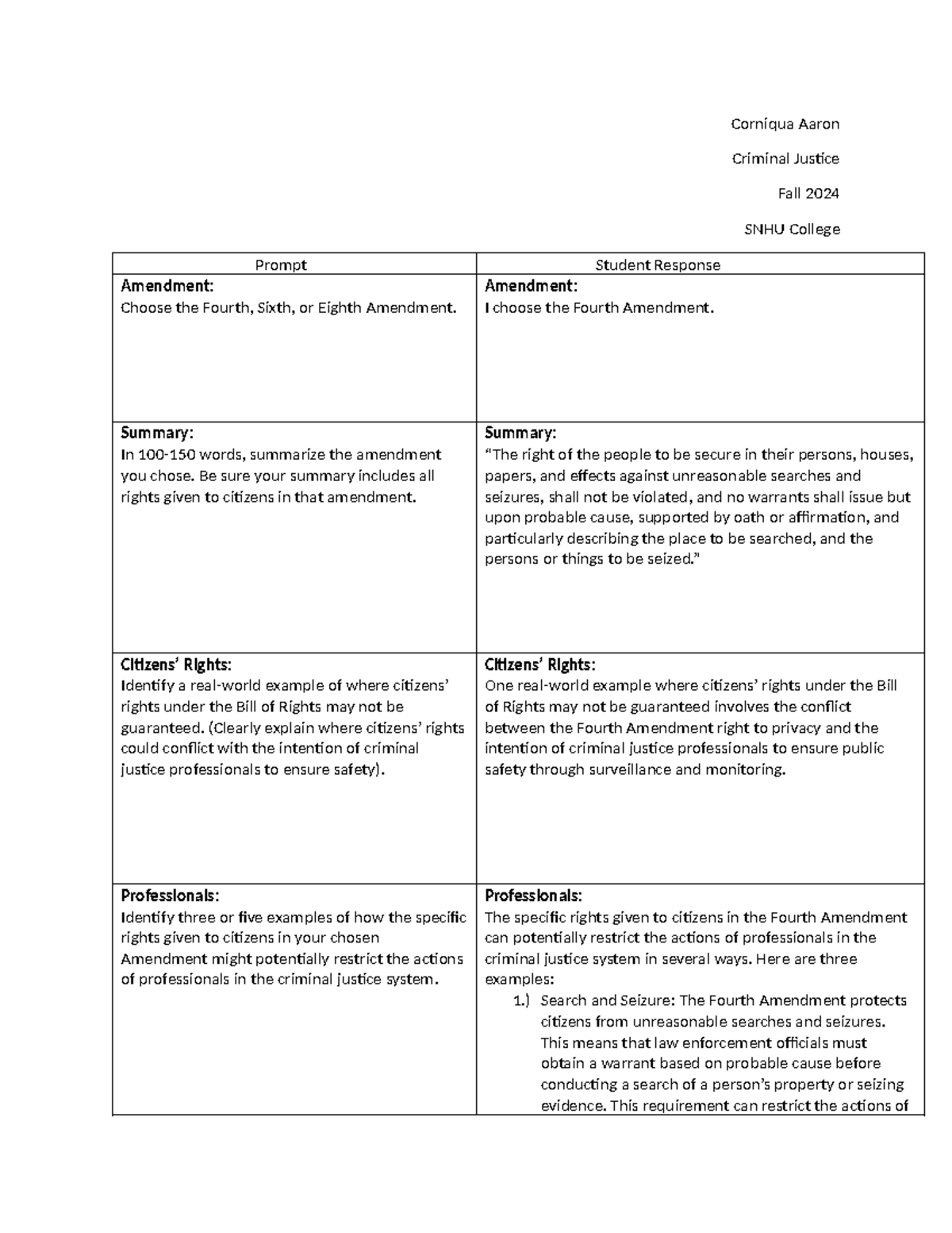 Criminal justice module three assignment corniqua aaron criminal