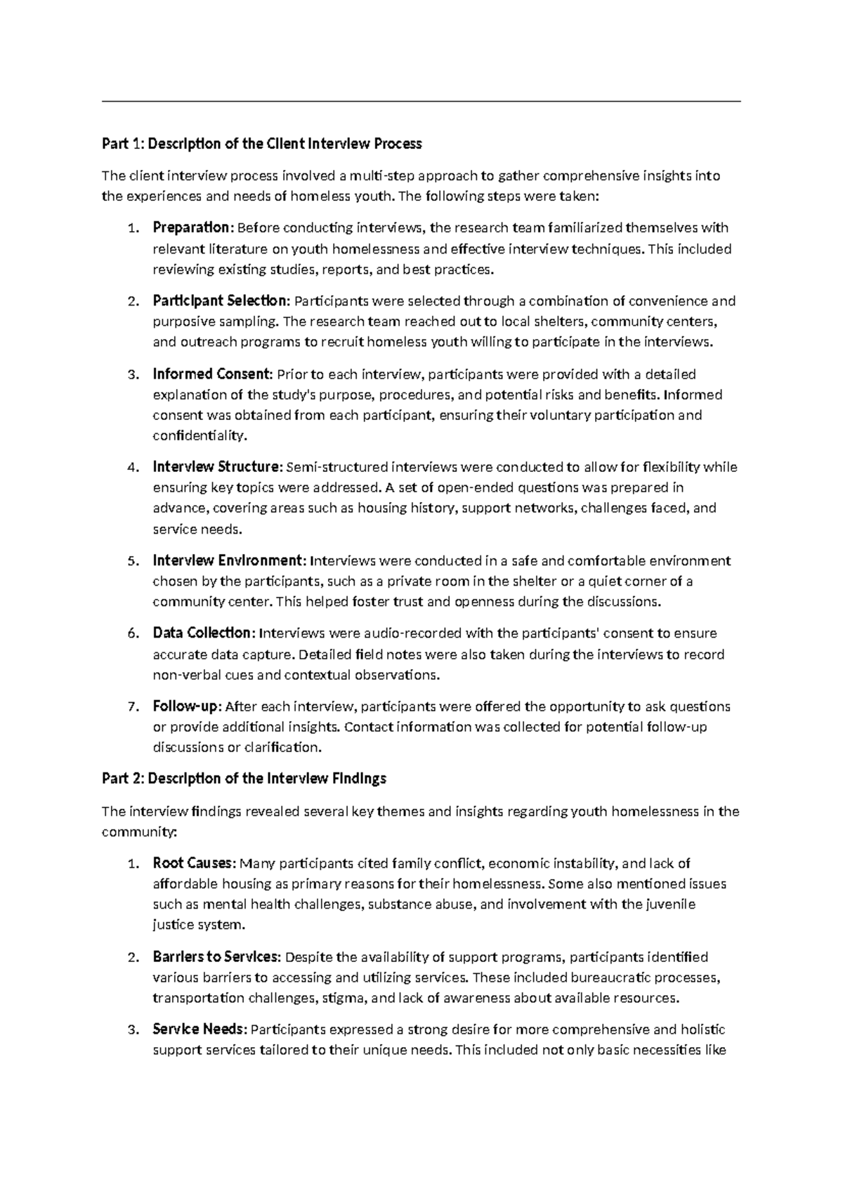 Assignment - very good for revision - Part 1: Description of the Client ...