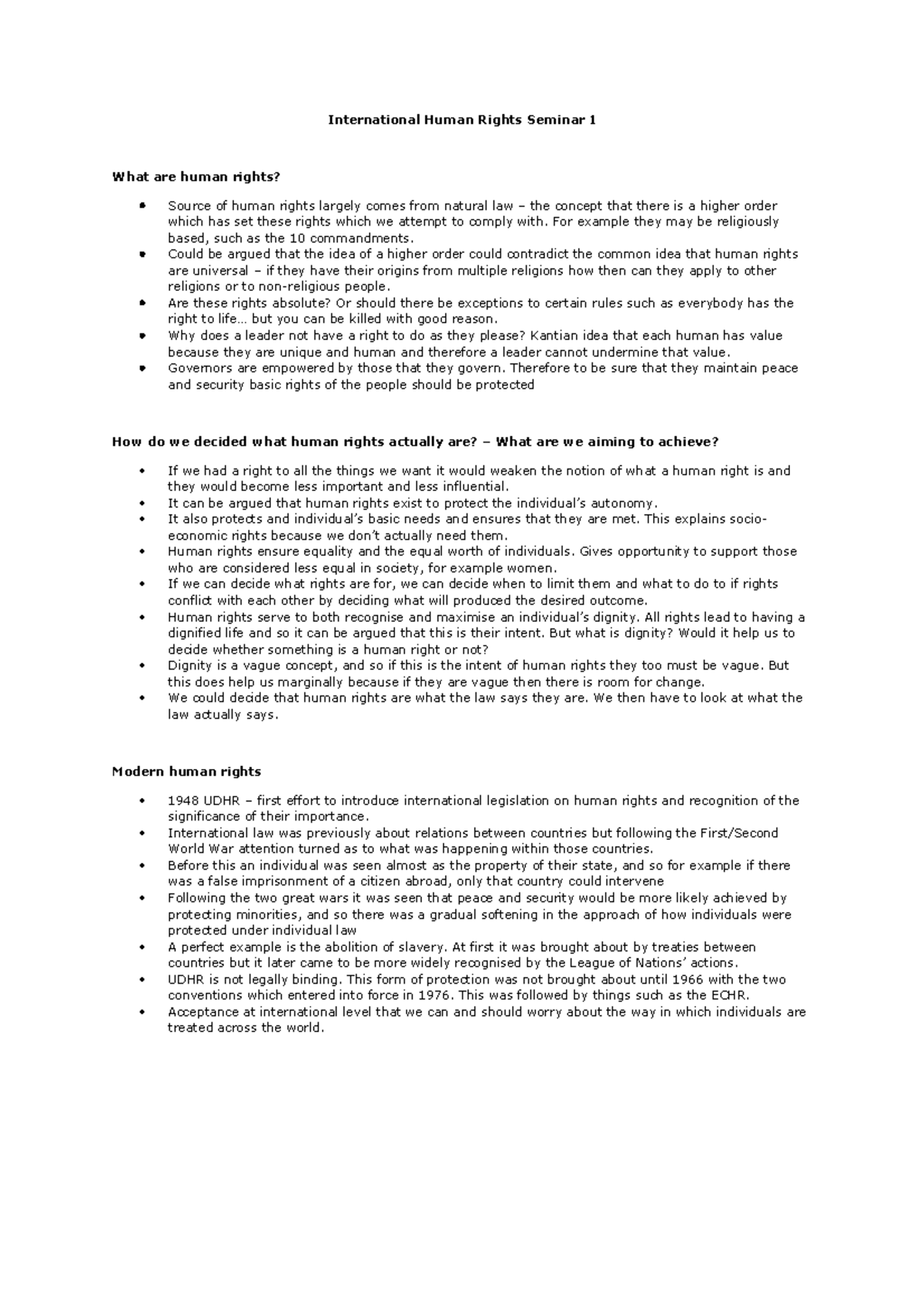 Lecture notes, lectures 1-9 (all) - International Human Rights Seminar ...