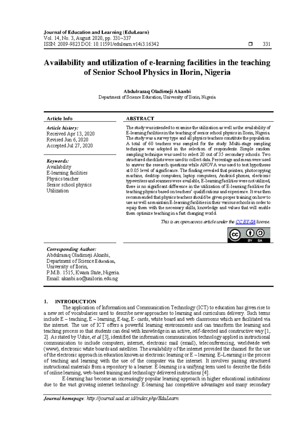 Make project easy - Journal of Education and Learning (EduLearn) Vol ...