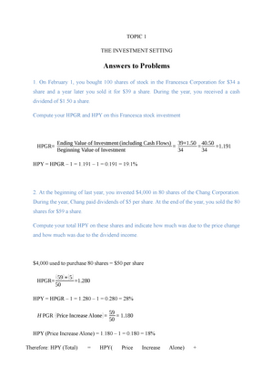 investing and financial markets assignment