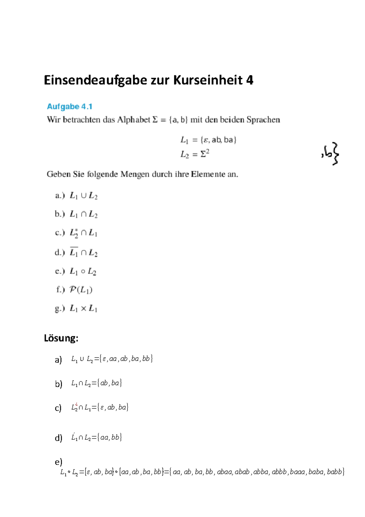 Einsendeaufgabe 4 Stu Docu - Einsendeaufgabe Zur Kurseinheit 4 Lösung ...