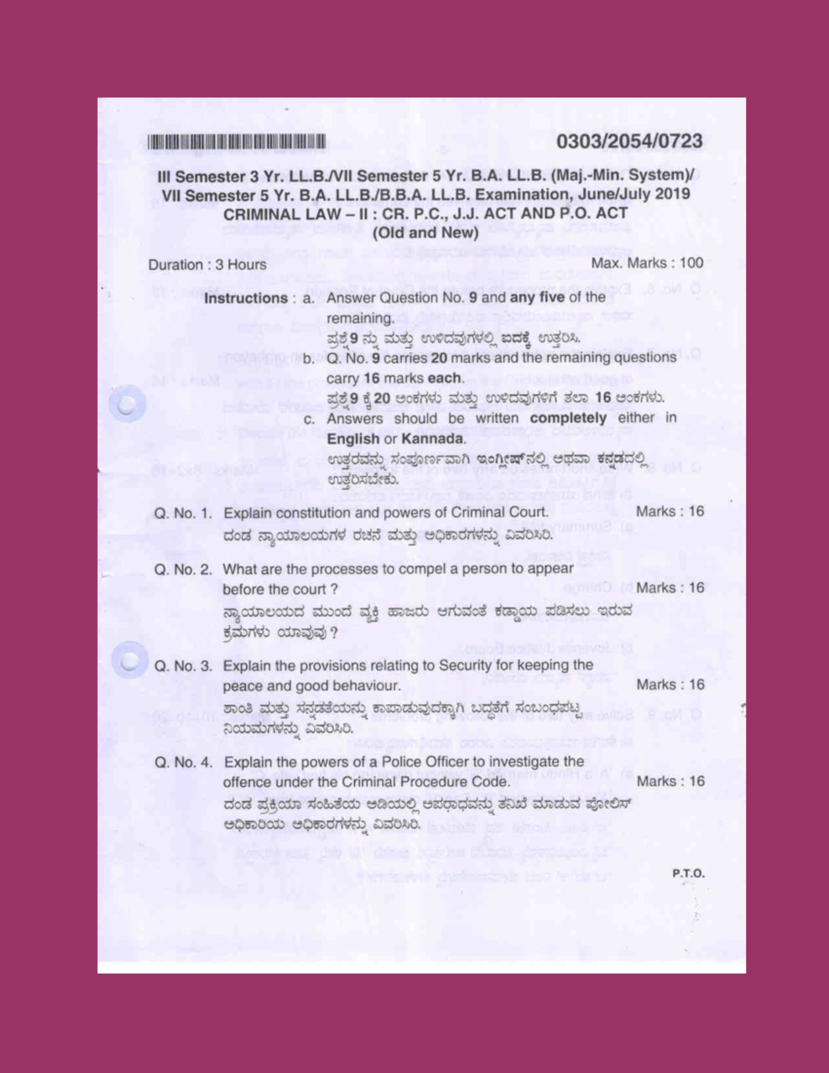 3rdSemester question paper Llb 3 years Studocu