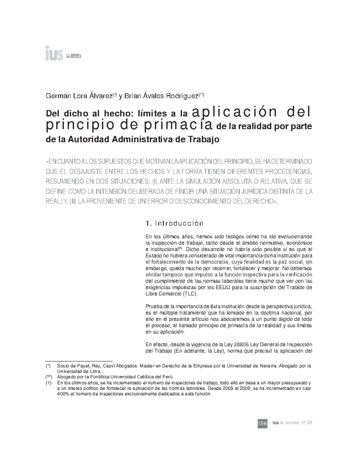 Aplicacion DEL Principio DE Primacia - 156 ius la revista, nº 38 1 ...