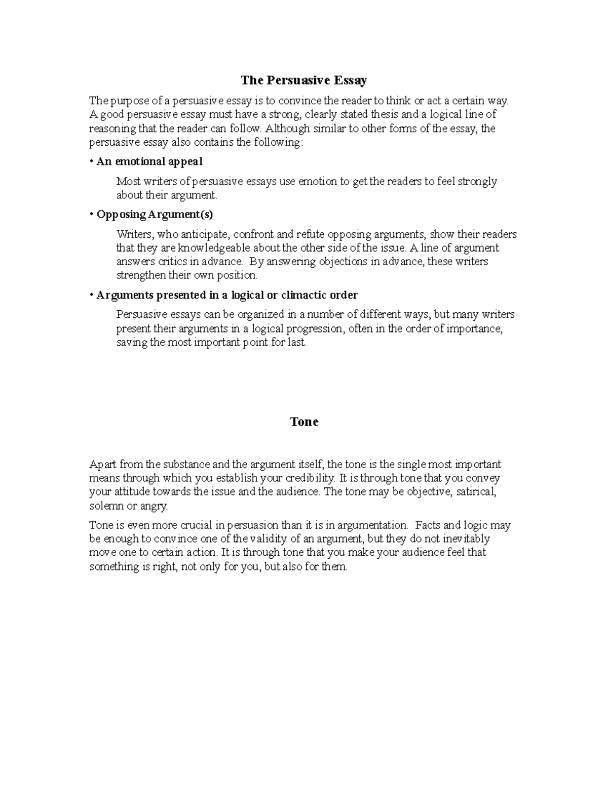 Microsoft Word Persuasive Essay Template - The Persuasive Essay The ...