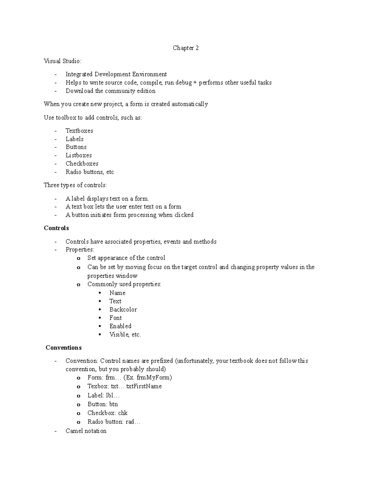 Chapter 2 - BTM 380 - Notes on Lectures - Chapter 2 Visual Studio ...