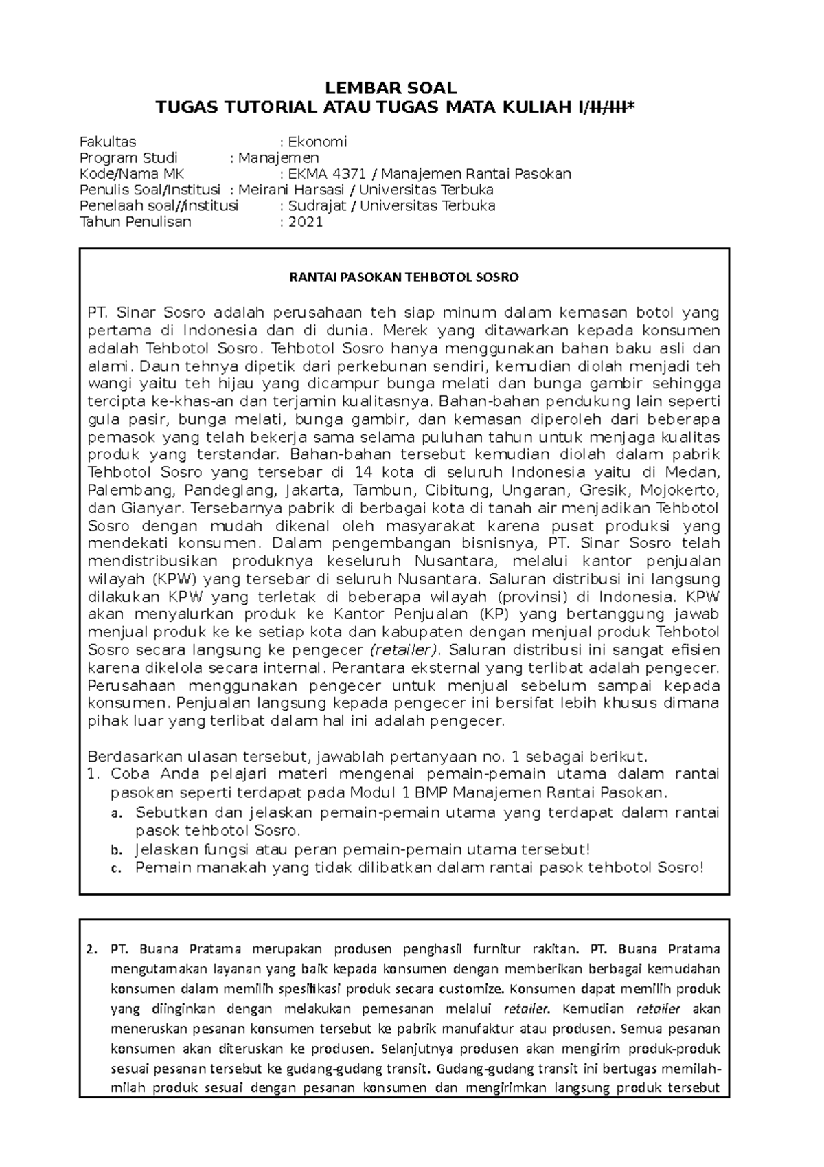 Tugas 1 - LEMBAR SOAL TUGAS TUTORIAL ATAU TUGAS MATA KULIAH I/II/III ...