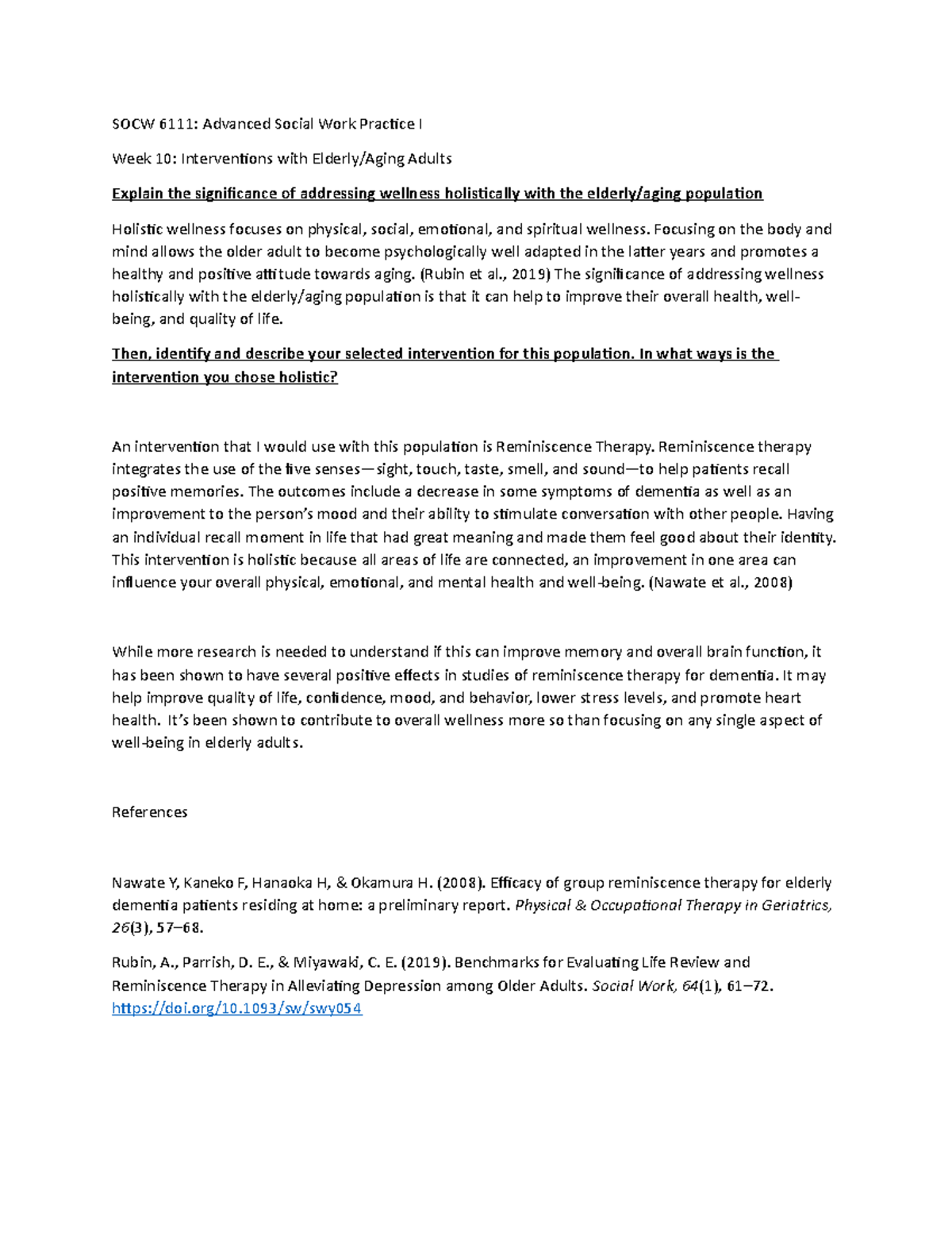 SOCW 6111 Wk10 discussion SOCW 6111 Advanced Social Work Practice I