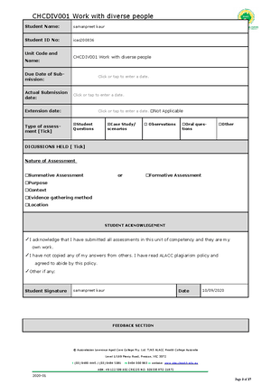 Hltaap 001 Recognise Healthy Body Systems - Page 3 Of 16 Student Name 