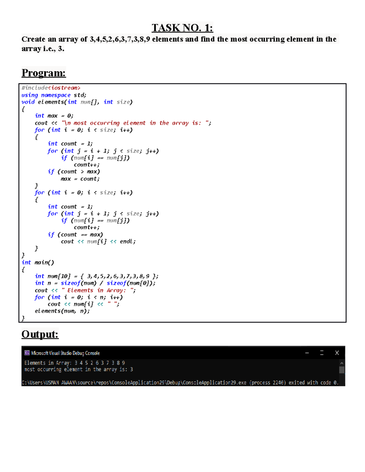 Lab Report # 712 - Create an array of 3,4,5,2,6,3,7,3,8,9 elements and ...