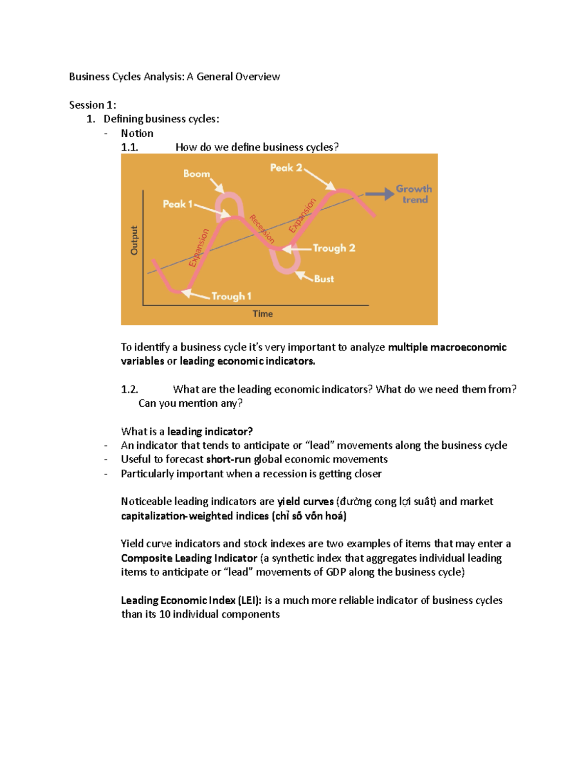 Business Cycles Analysis - Defining Business Cycles: - Notion 1. How Do ...