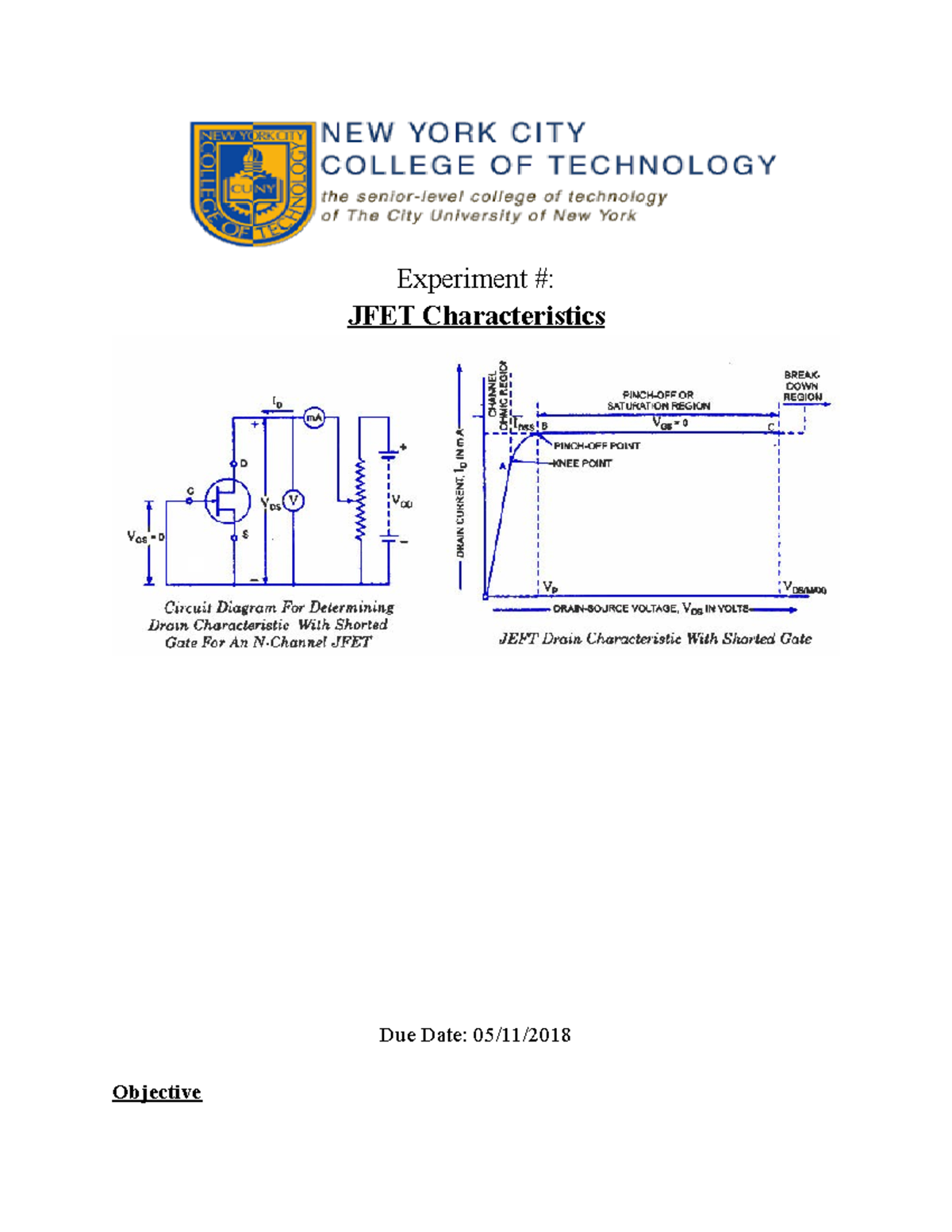EMT 1255 Experiment 10 JFET Characteristics Experiment JFET