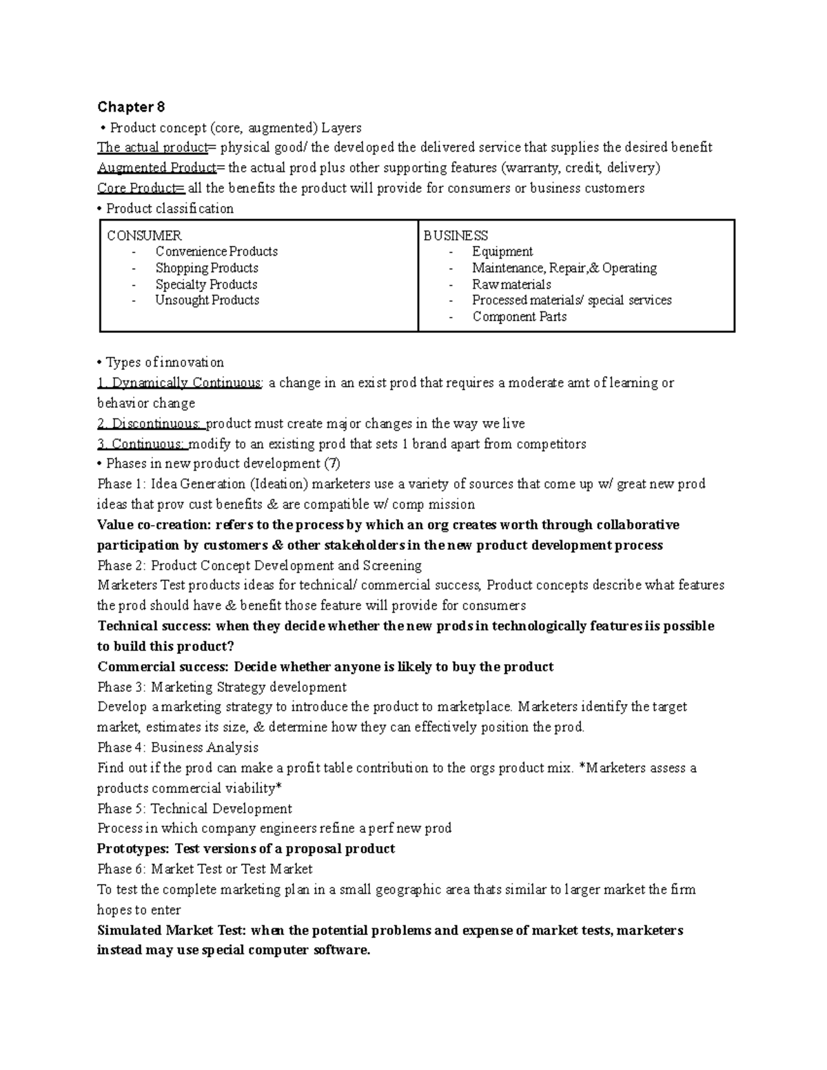 Chapter 8 - Chapter 8 - Product concept (core, augmented) Layers The ...
