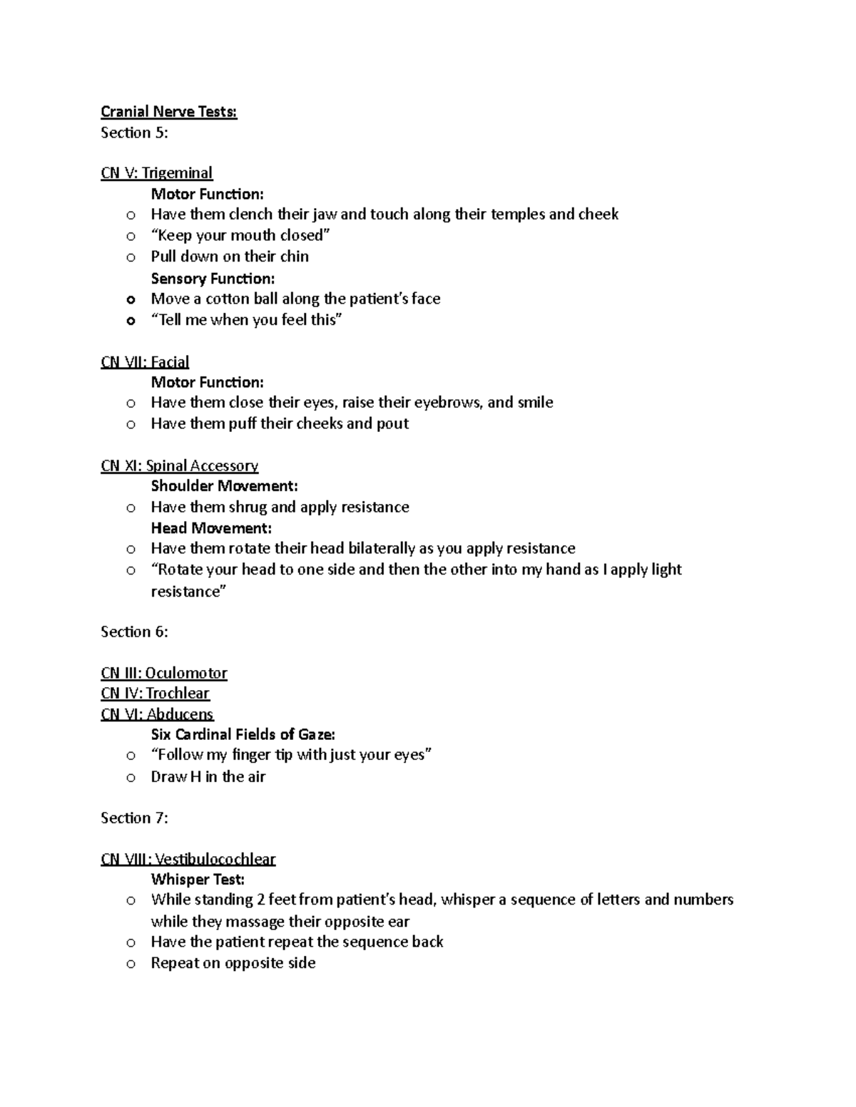 Cranial Nerve Tests - Cranial Nerve Tests: Section 5: CN V: Trigeminal ...