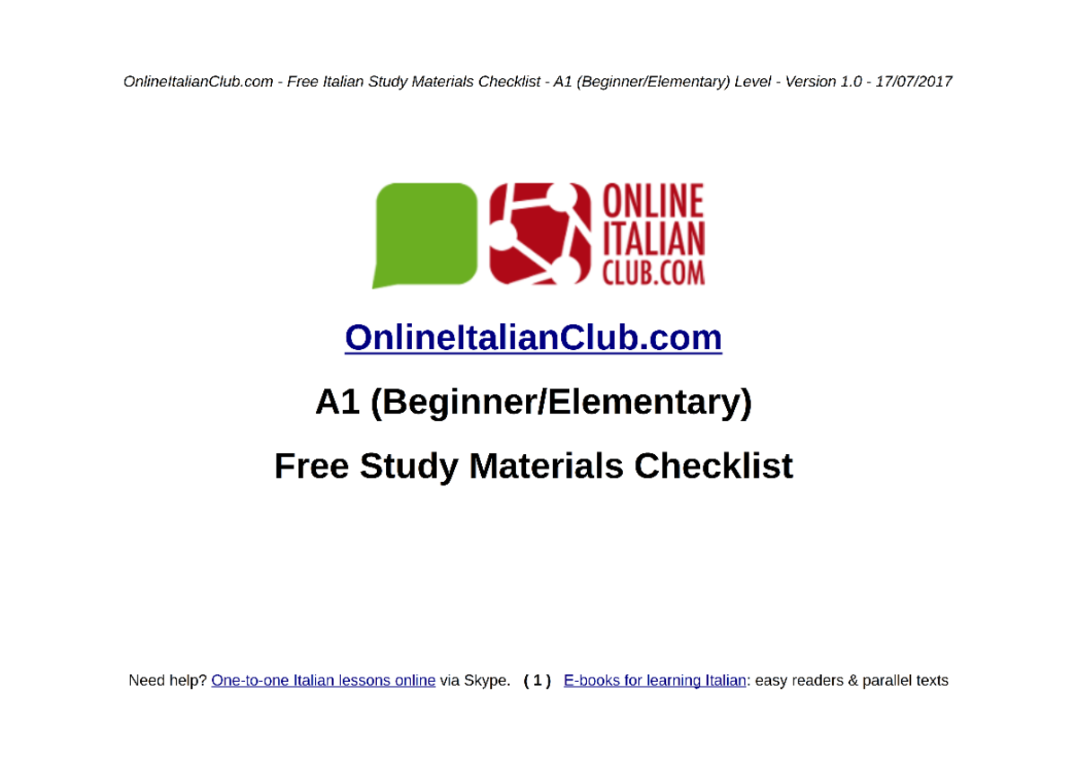 Checklist A1 version 1 - lecture notes enjoy - Topic & Link Studied on ...