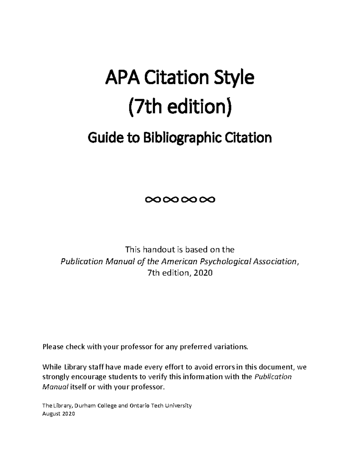 APA Citation Style 7th PDF - APA Citation Style ( 7 th edition) Guide ...