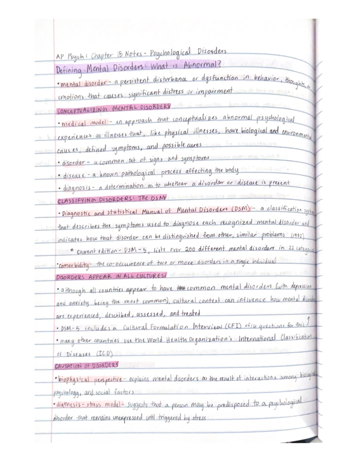 Chapter 15 Notes - Psychological Disorders - Studocu