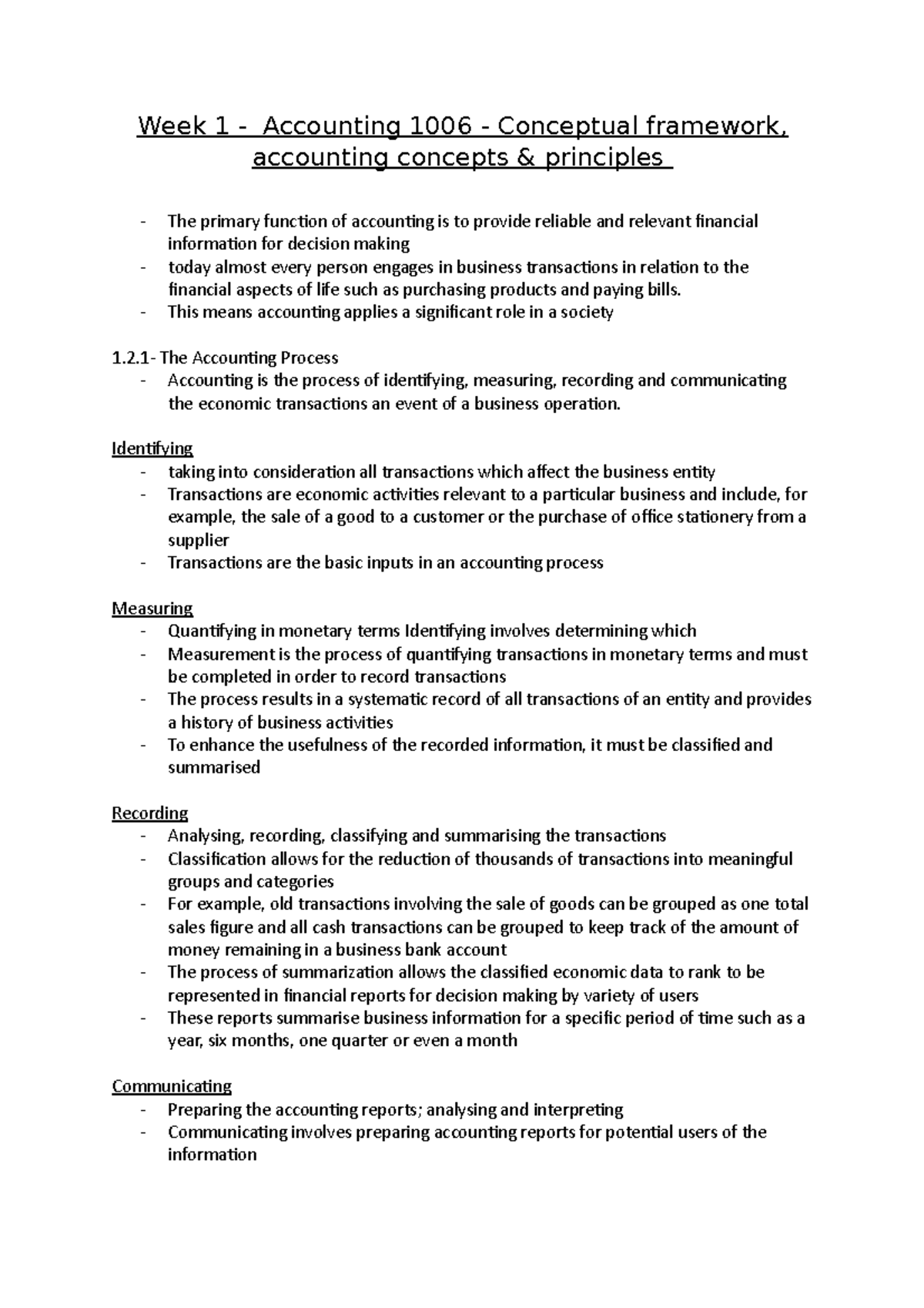 Combined - A combination of the 2021/2022 years lecture notes - Week 1 ...