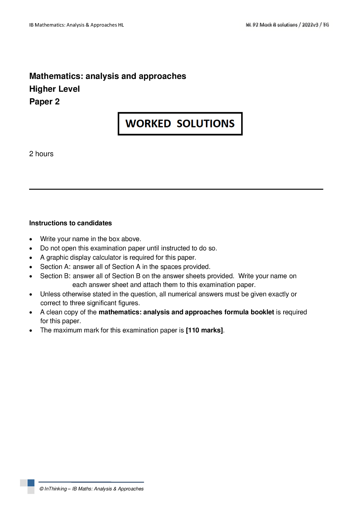 Mockb Aa Hl P2 2022 Sol Key V4 - IB Mathematics: Analysis & Approaches ...