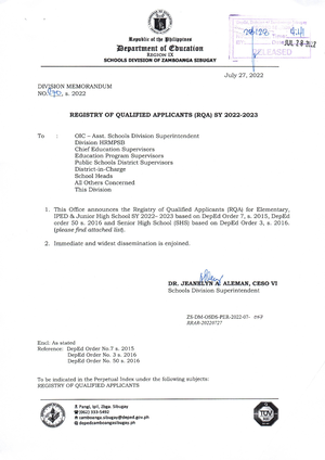 FI5A a Letter to the School Head - November 26, 2023 ROLANDO T. CHAVEZ ...