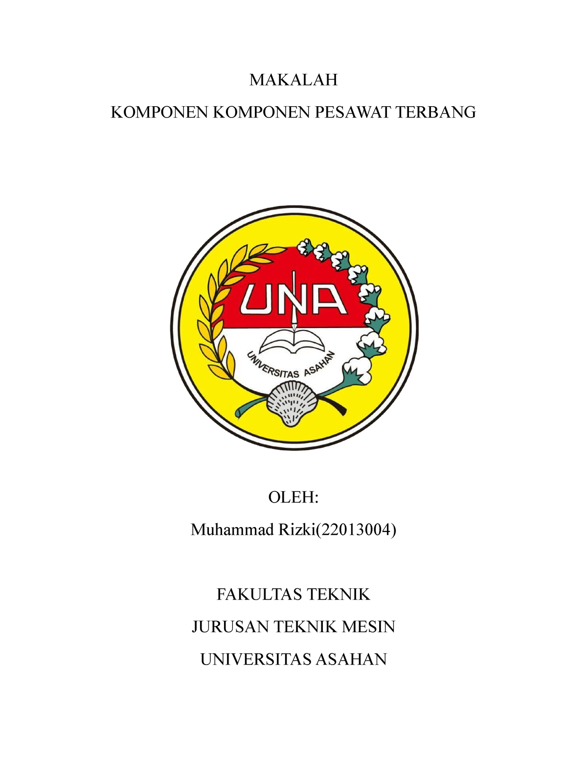 Makalah Komponen Komponen Pesawat Terbang Makalah Komponen Komponen