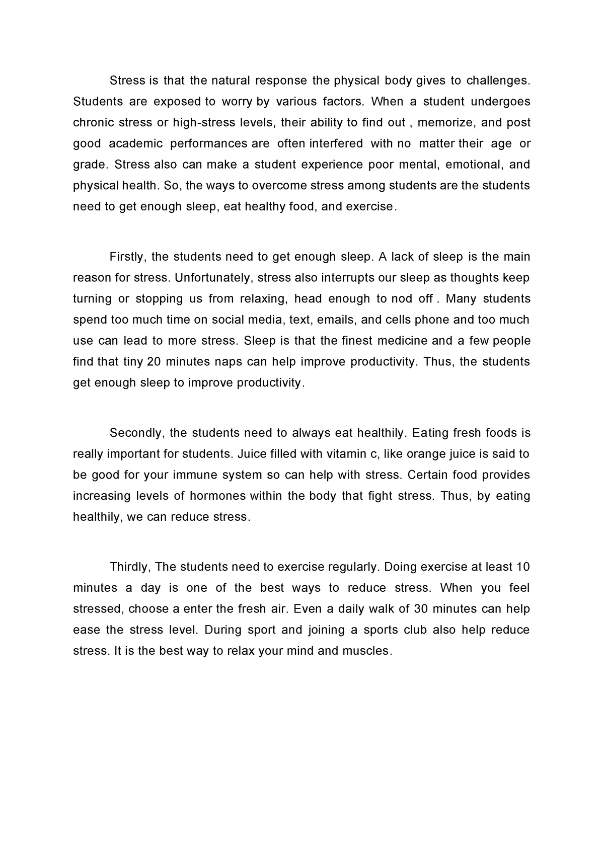 essay about stress test