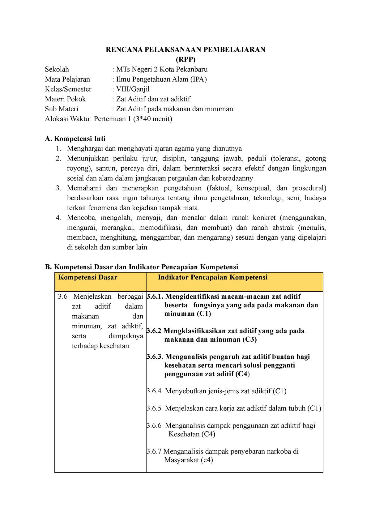 RPP 2 - Rencana Pelaksanaan Pembelajaran - RENCANA PELAKSANAAN ...