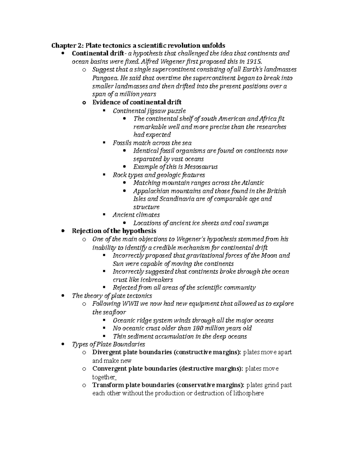 Exam Study Guide - Chapter 2: Plate tectonics a scientific revolution ...