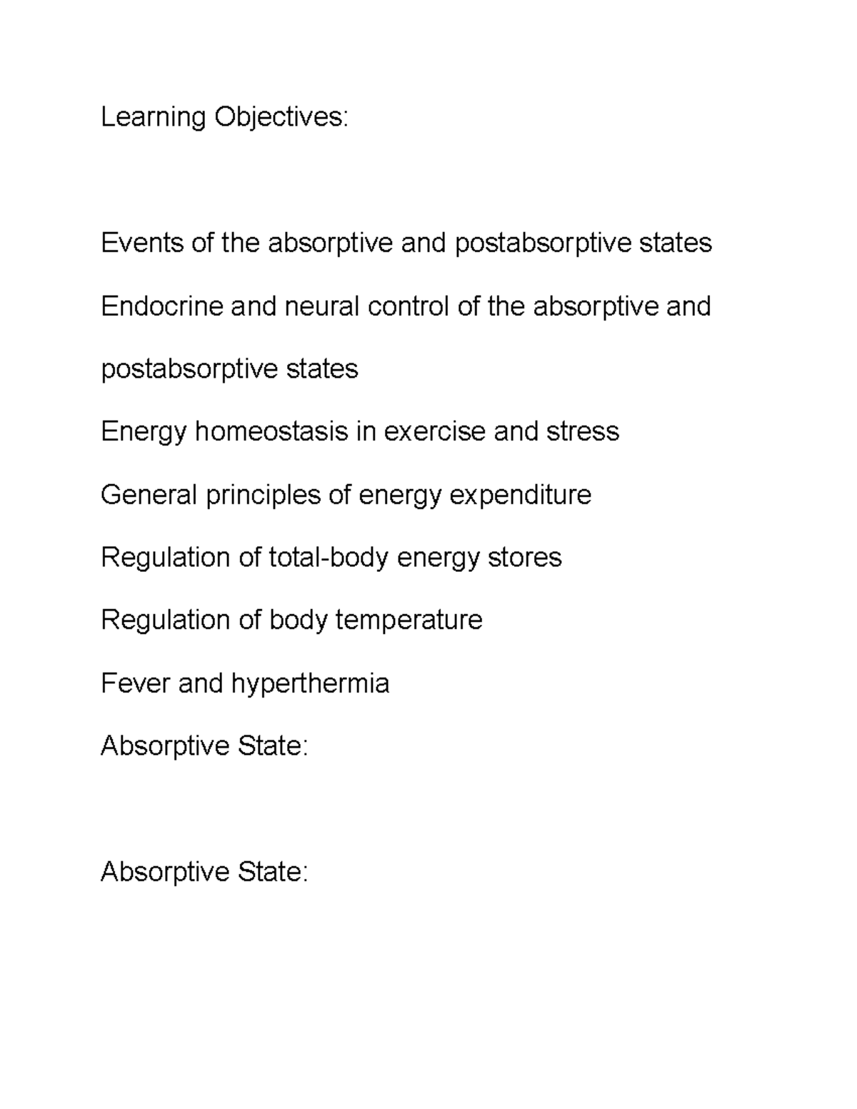 Lecture 20 Part 1 - Learning Objectives: Events of the absorptive and ...