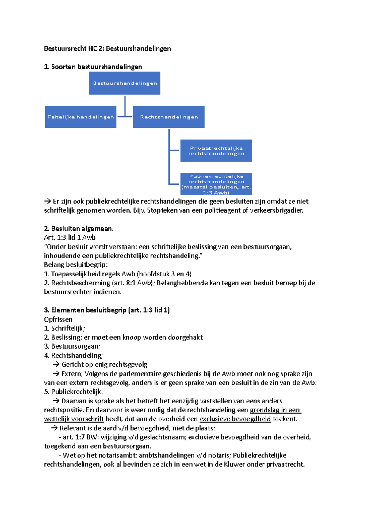 Bestuursrecht Hoorcollege Week 2 Bestuurshandelingen Volledig