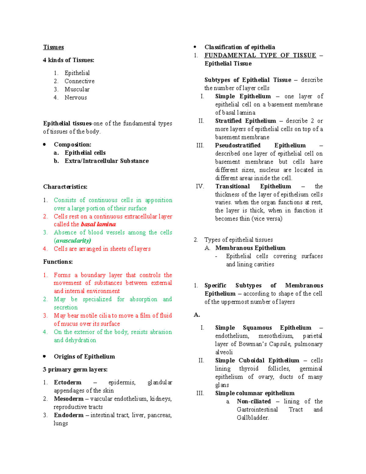 Anaphy Lecture 3 - CHECK NIYO NALANG WHAT TOPIC - Tissues 4 kinds of ...