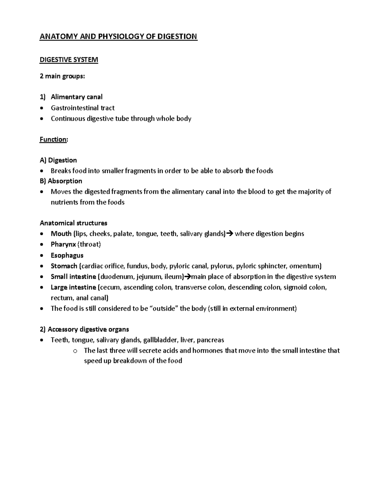 3. Anatomy Of Digestion - ANATOMY AND PHYSIOLOGY OF DIGESTION DIGESTIVE ...