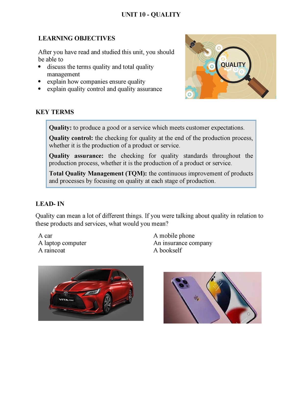 case study learning unit 4 quality improvement