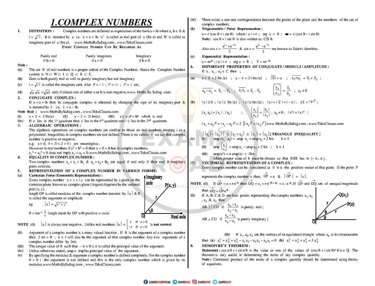 Maths Formulae Book For JEE Main Advanced - 1 NUMBERS DEFINITION ...