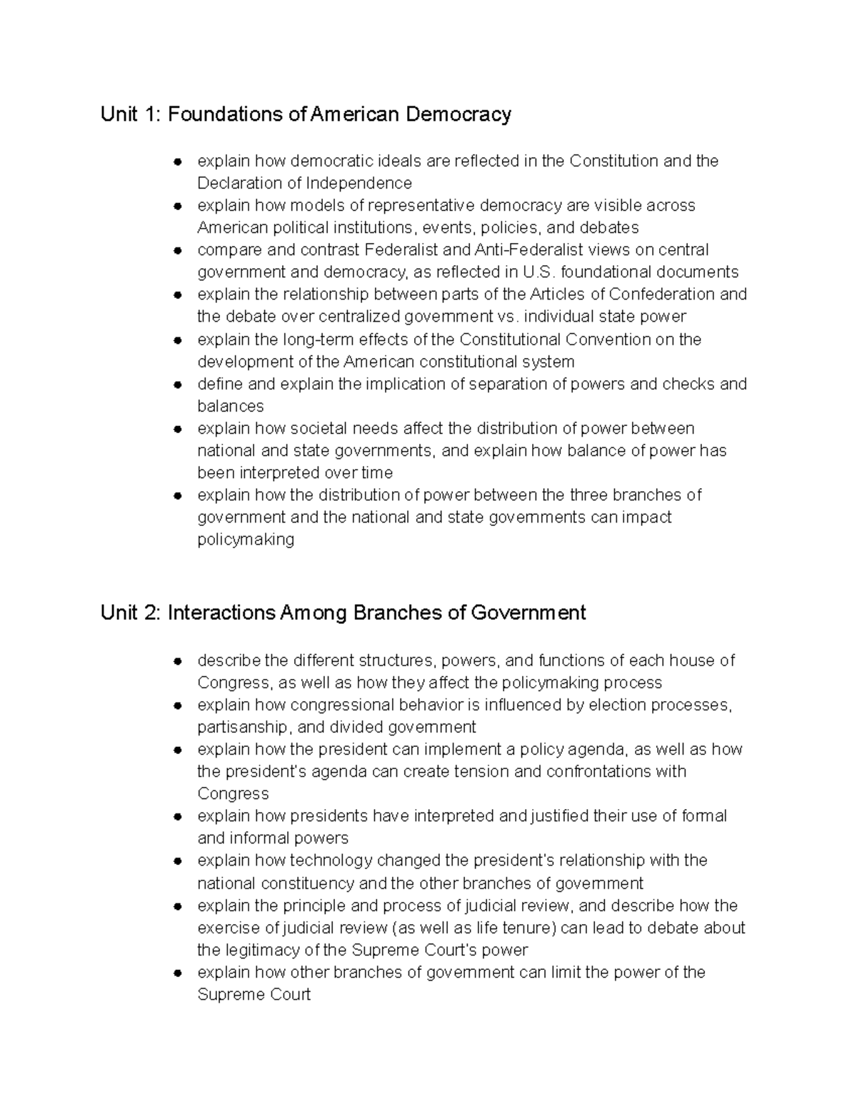 Unit Topics - Sfd - Unit 1: Foundations Of American Democracy Explain ...