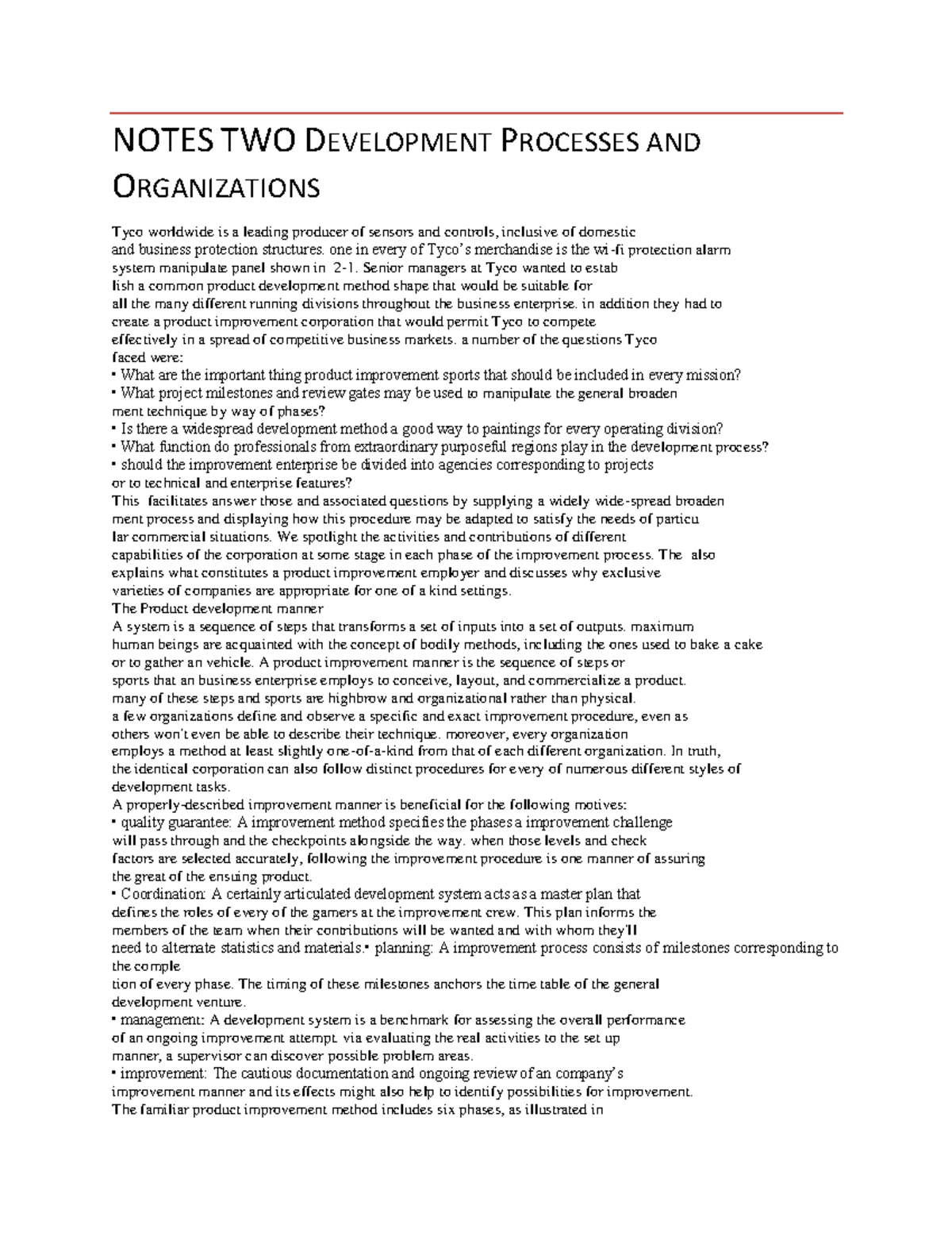 Notes TWO Development Processes and Organizations - NOTES TWO ...