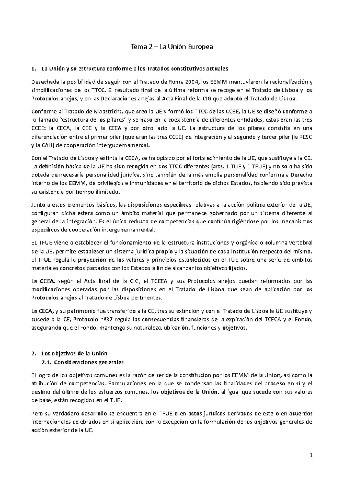Tema 2 - La unión europea - Tema 2 – La Unión Europea 1. La Unión y su ...