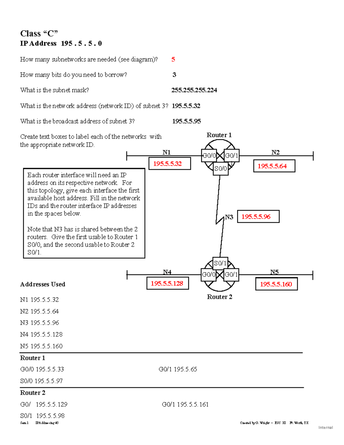 Network Plus Collin College Class C 05 - Internal Class “C” IP Address ...